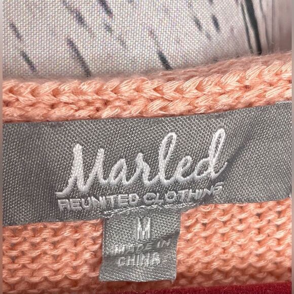 Marled “Hello Summer” Coral Scoop Neck Sweater M - Picture 4 of 7